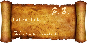 Poller Betti névjegykártya